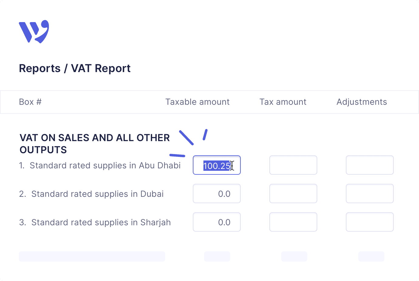 VAT report window