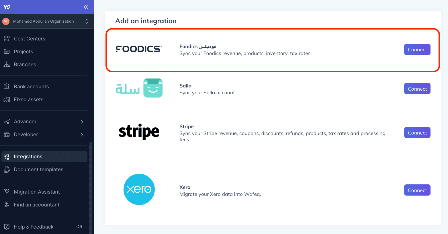 connect your Foodics
